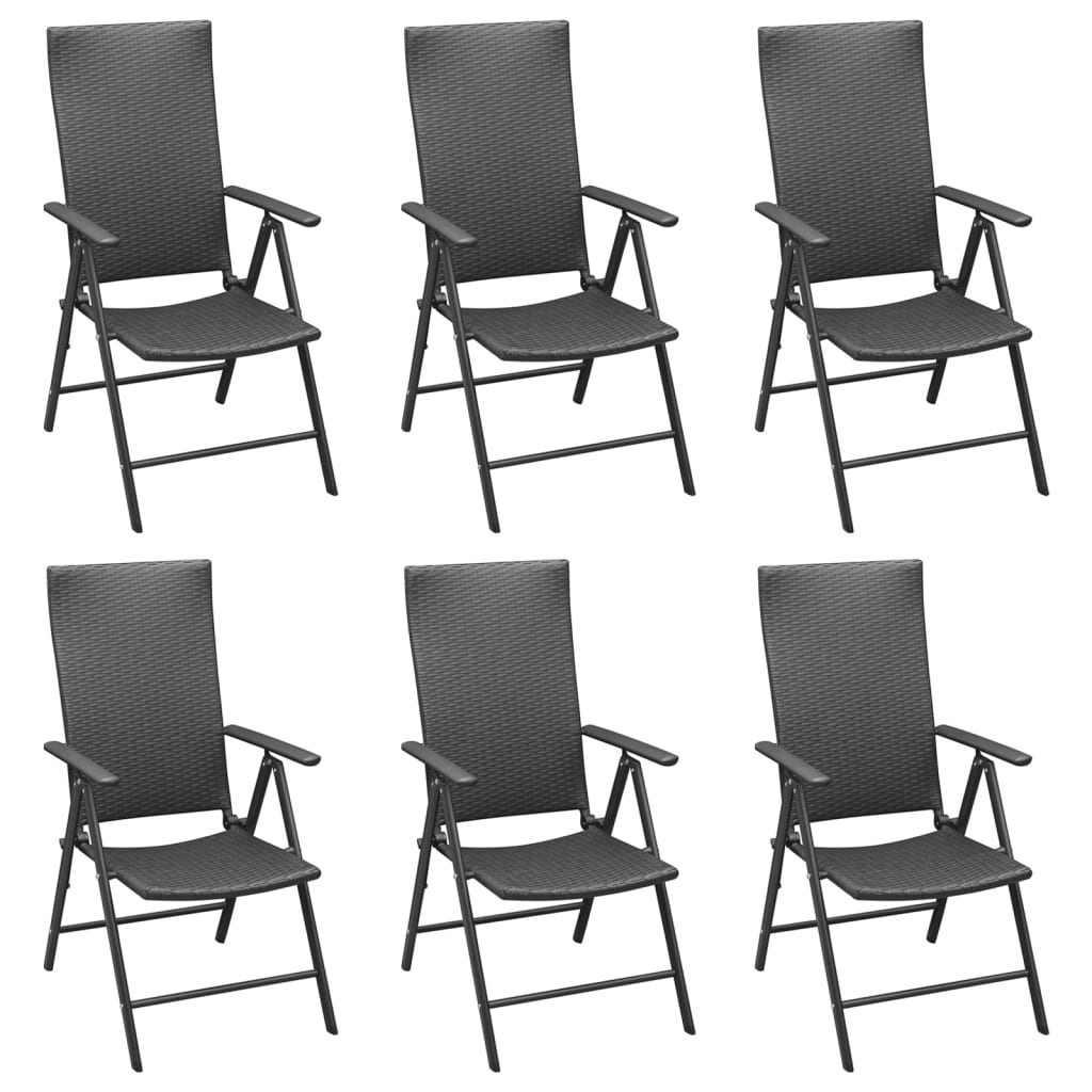 vidaXL Set mobilier de grădină, 7 piese, negru, poliratan