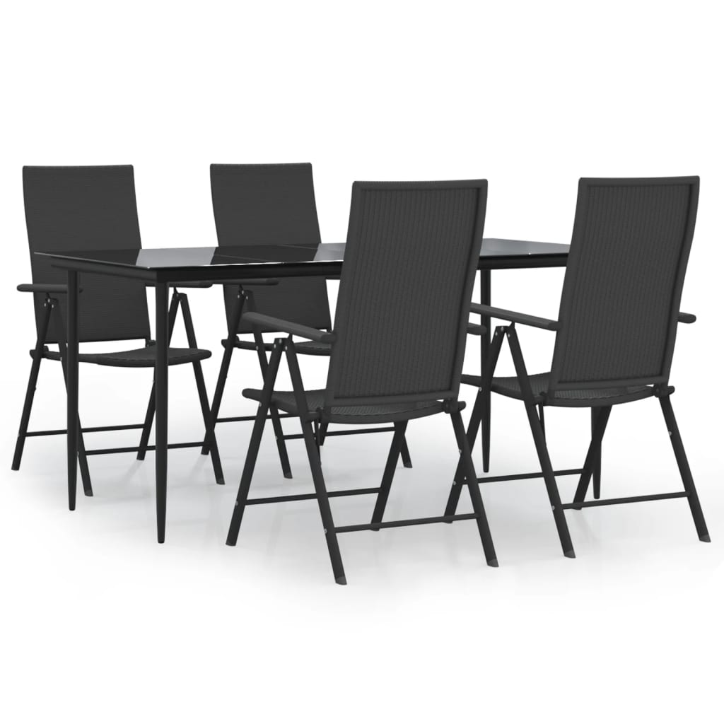 vidaXL Set mobilier de grădină, 5 piese, negru, poliratan vidaXL Set mobilier de grădină, 5 piese, negru, poliratan