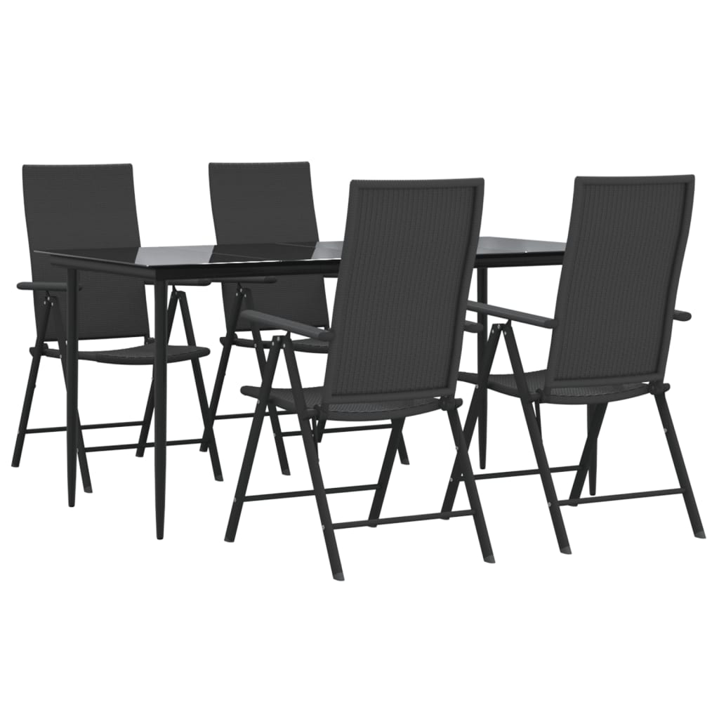 vidaXL Set mobilier de grădină, 5 piese, negru, poliratan vidaXL Set mobilier de grădină, 5 piese, negru, poliratan