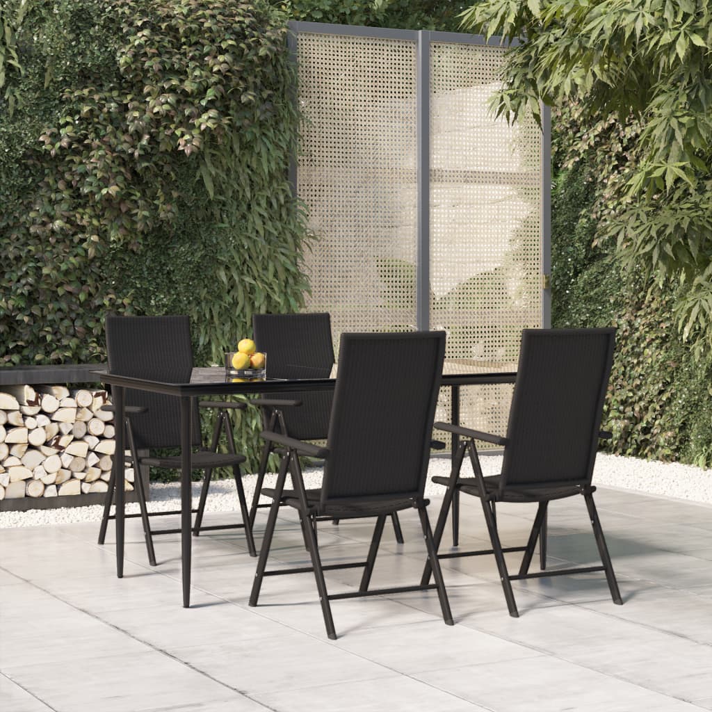 vidaXL Set mobilier de grădină, 5 piese, negru, poliratan vidaXL Set mobilier de grădină, 5 piese, negru, poliratan