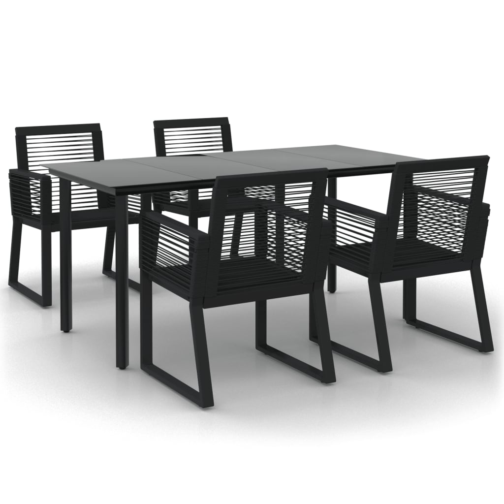 vidaXL Set mobilier de grădină, 5 piese, negru, ratan PVC