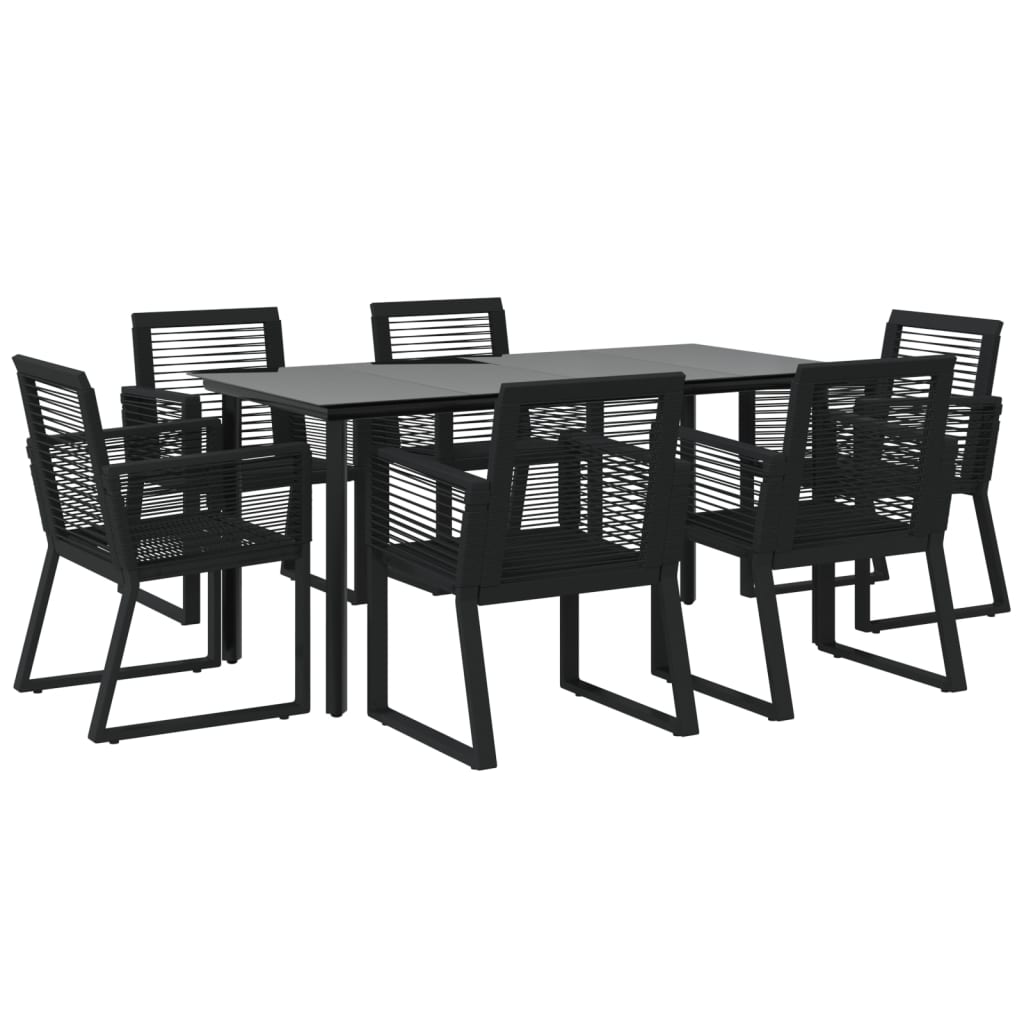 vidaXL Set mobilier de grădină, 7 piese, negru, ratan PVC