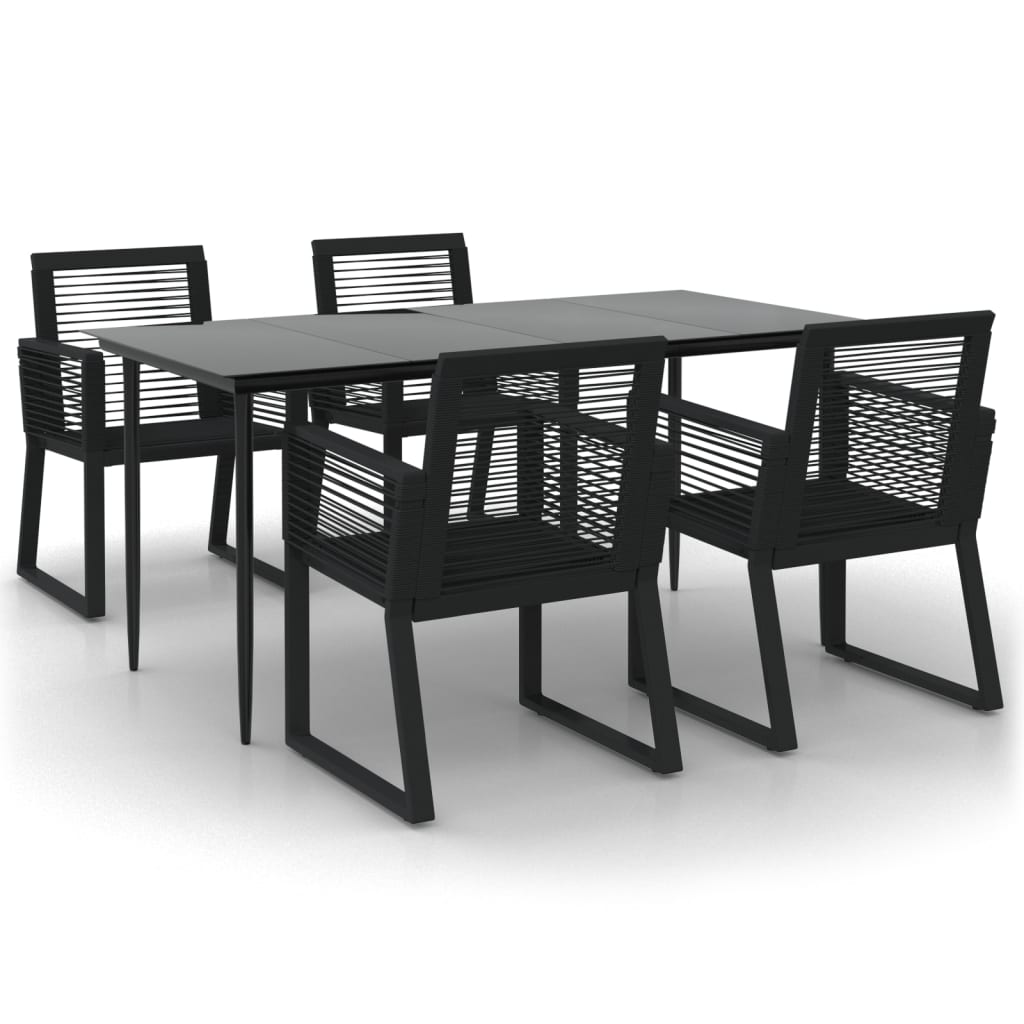 vidaXL Set mobilier de grădină, 5 piese, negru, ratan PVC