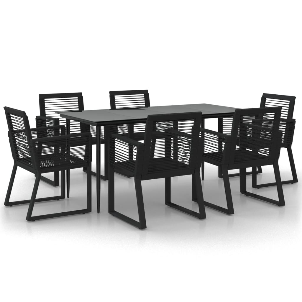 vidaXL Set mobilier de grădină, 7 piese, negru, ratan PVC vidaXL Set mobilier de grădină, 7 piese, negru, ratan PVC