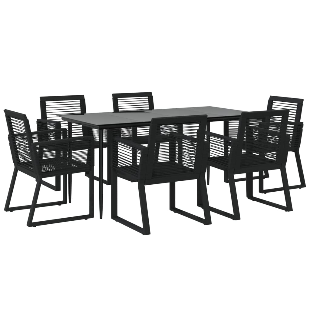 vidaXL Set mobilier de grădină, 7 piese, negru, ratan PVC vidaXL Set mobilier de grădină, 7 piese, negru, ratan PVC