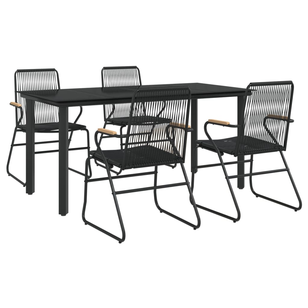 vidaXL Set mobilier de grădină, 5 piese, negru, ratan PVC