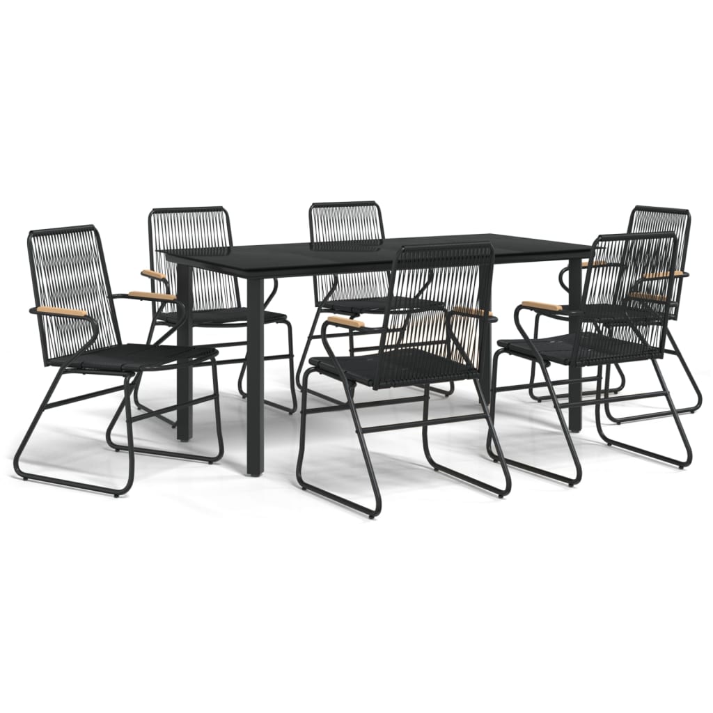 vidaXL Set mobilier de grădină, 7 piese, negru, ratan PVC