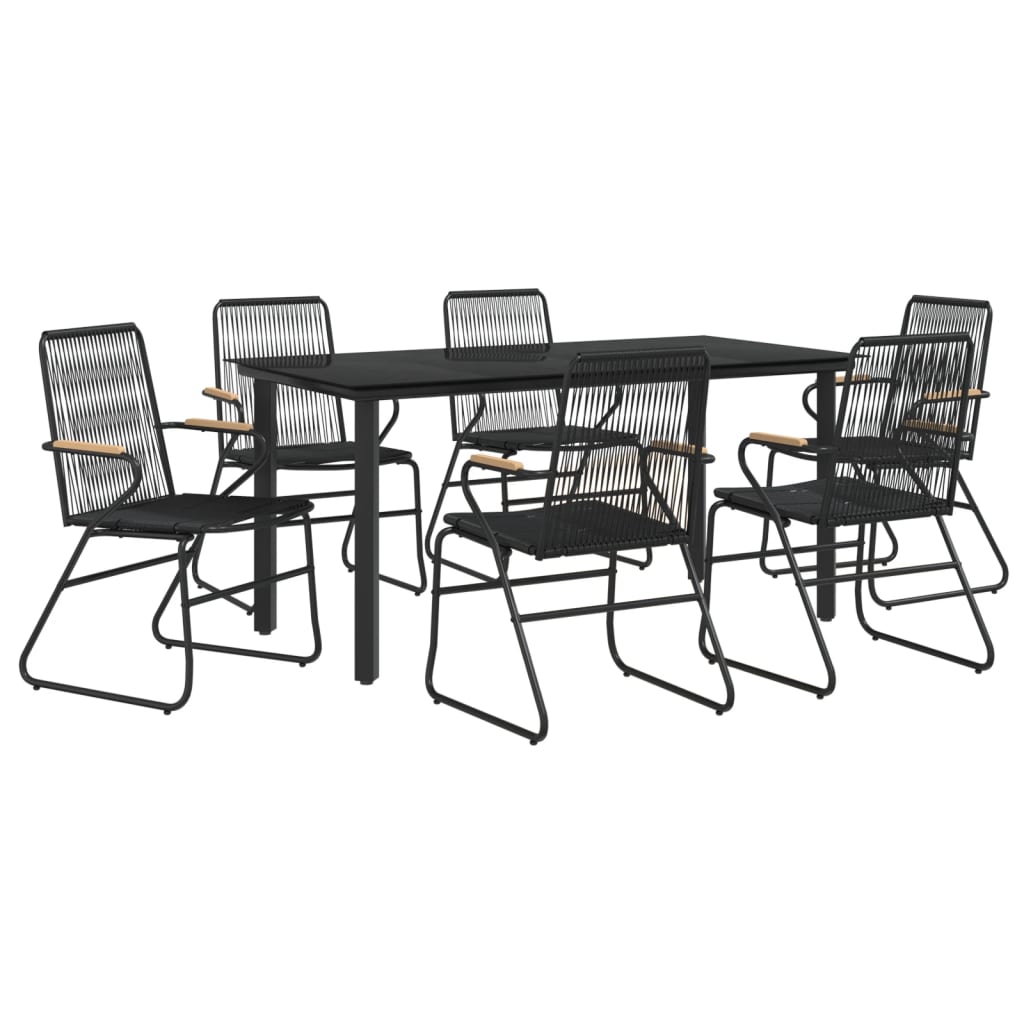 vidaXL Set mobilier de grădină, 7 piese, negru, ratan PVC