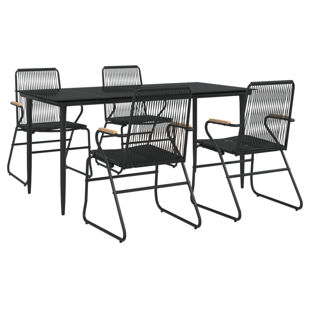 vidaXL Set mobilier de grădină, 5 piese, negru, ratan PVC
