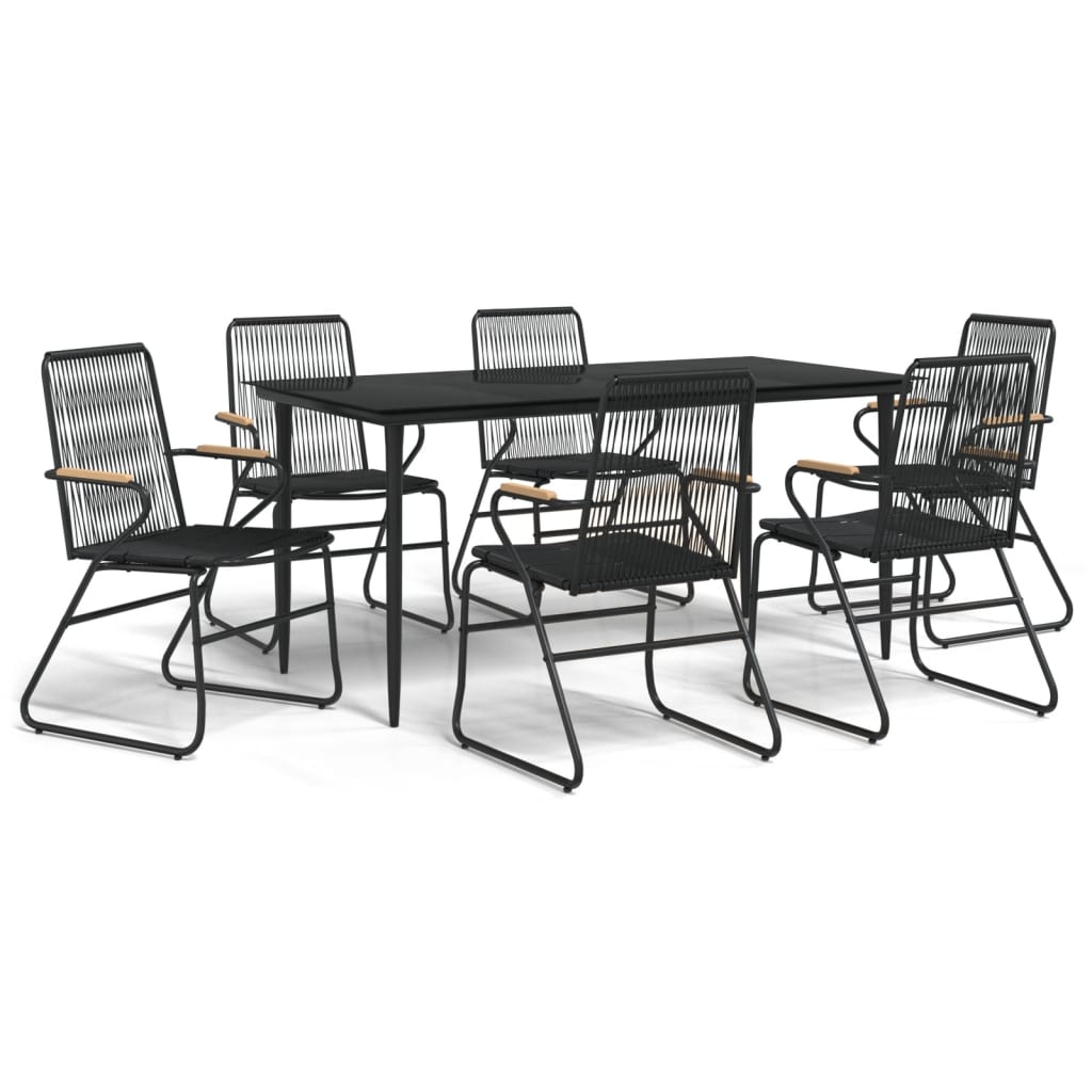 vidaXL Set mobilier de grădină, 7 piese, negru, ratan PVC