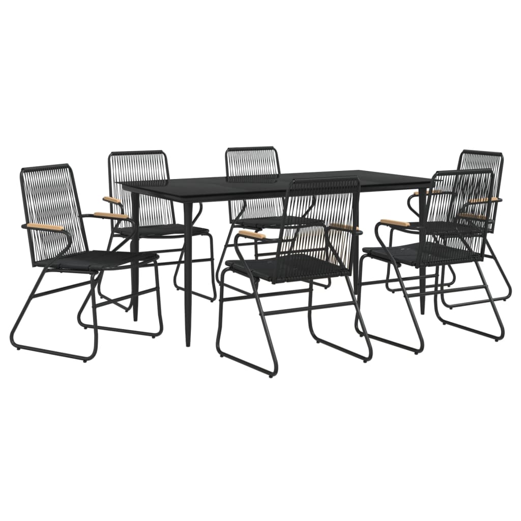 vidaXL Set mobilier de grădină, 7 piese, negru, ratan PVC
