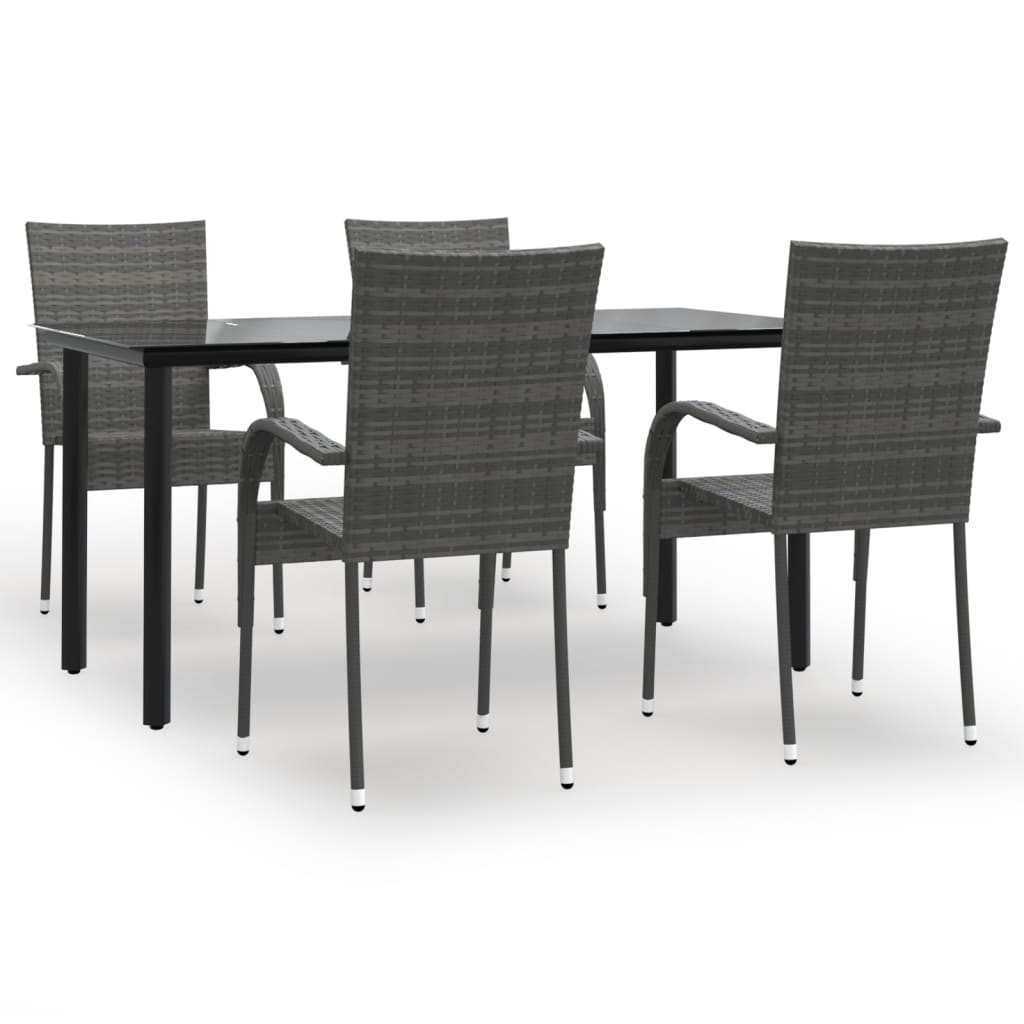 vidaXL Set mobilier de grădină, 5 piese, gri, poliratan vidaXL Set mobilier de grădină, 5 piese, gri, poliratan
