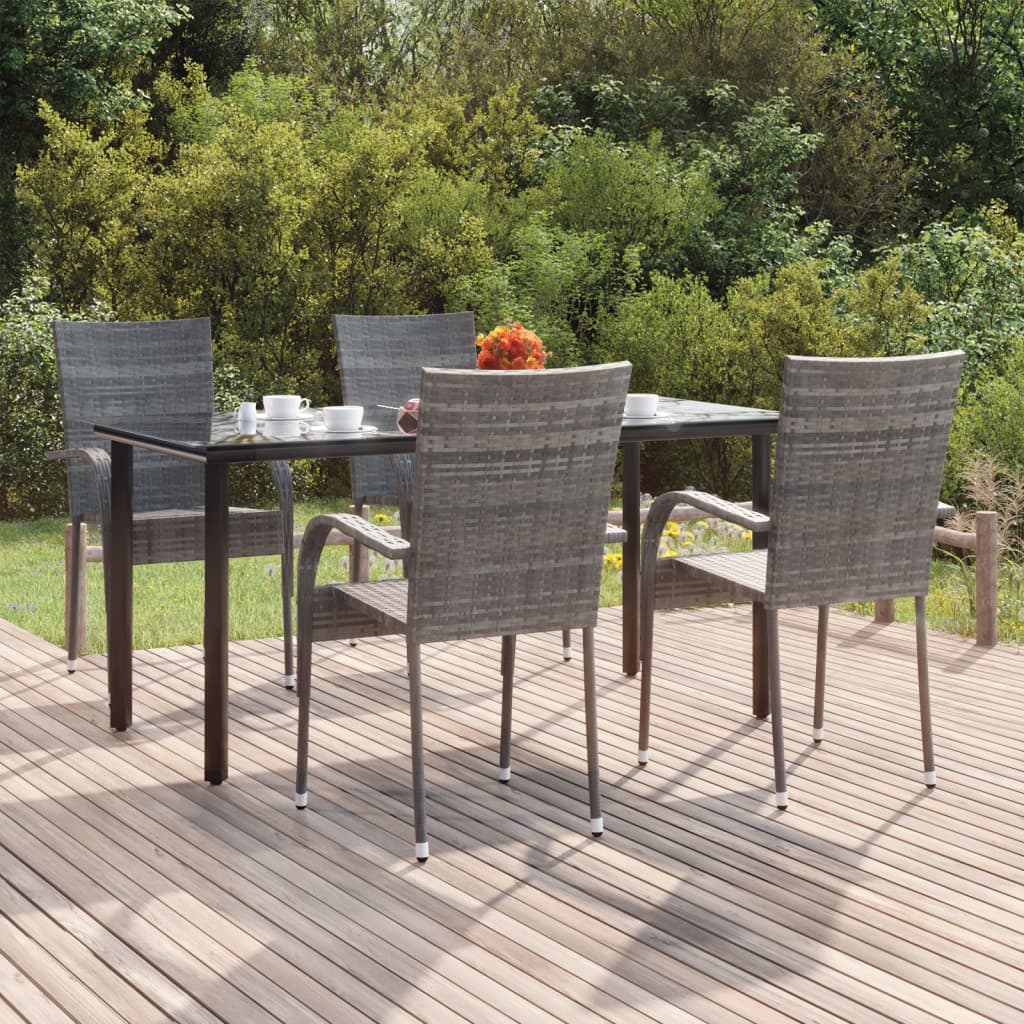 vidaXL Set mobilier de grădină, 5 piese, gri, poliratan vidaXL Set mobilier de grădină, 5 piese, gri, poliratan