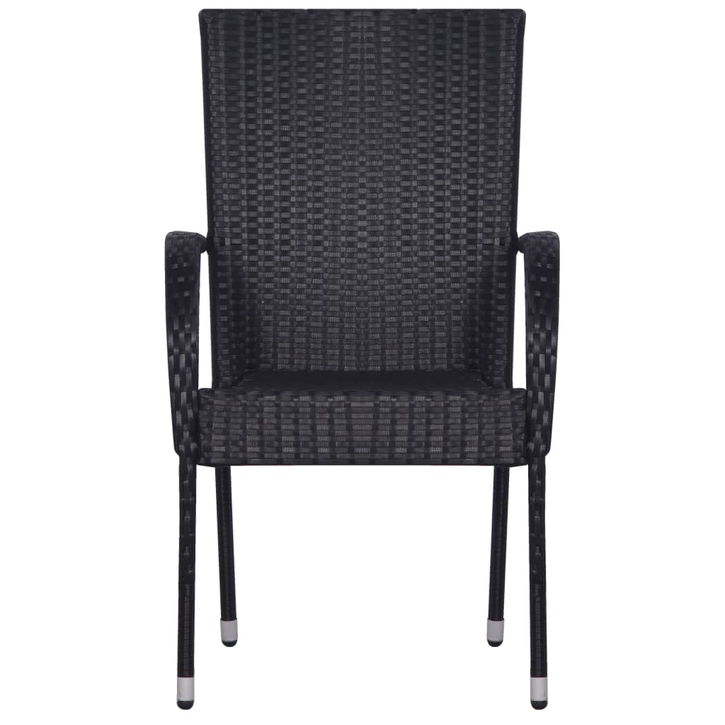 vidaXL Set mobilier de grădină, 5 piese, negru, poliratan