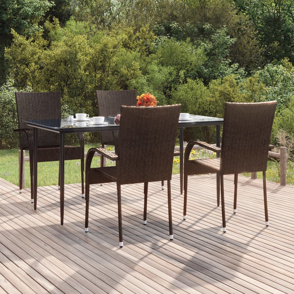vidaXL Set mobilier de grădină, 5 piese, maro, poliratan vidaXL Set mobilier de grădină, 5 piese, maro, poliratan