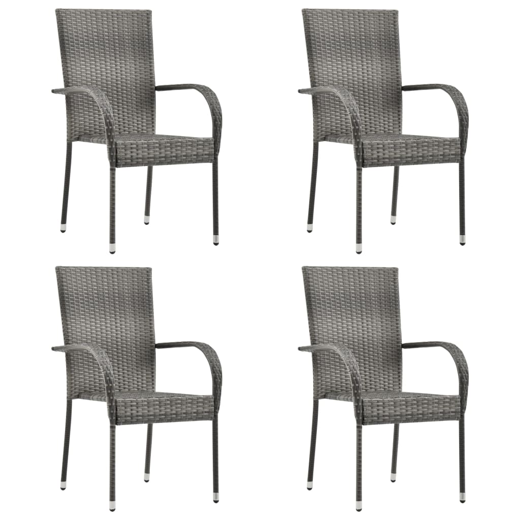 vidaXL Set mobilier de grădină, 5 piese, gri, poliratan vidaXL Set mobilier de grădină, 5 piese, gri, poliratan