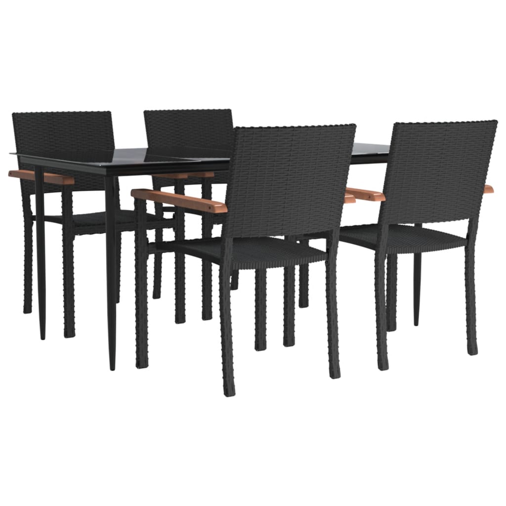 vidaXL Set mobilier de grădină, 5 piese, negru, poliratan