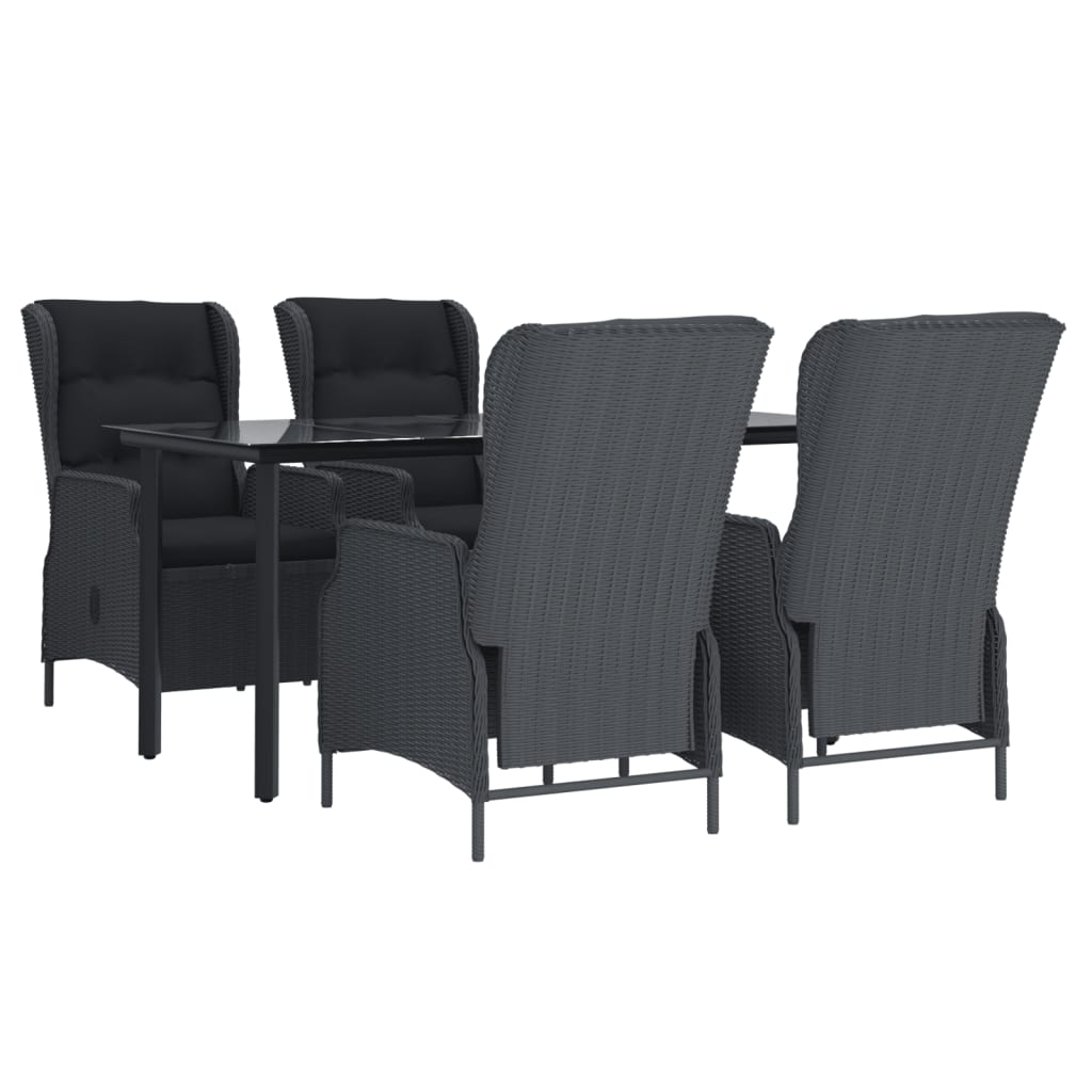 vidaXL Set mobilier de grădină, 5 piese, gri închis, poliratan vidaXL Set mobilier de grădină, 5 piese, gri închis, poliratan