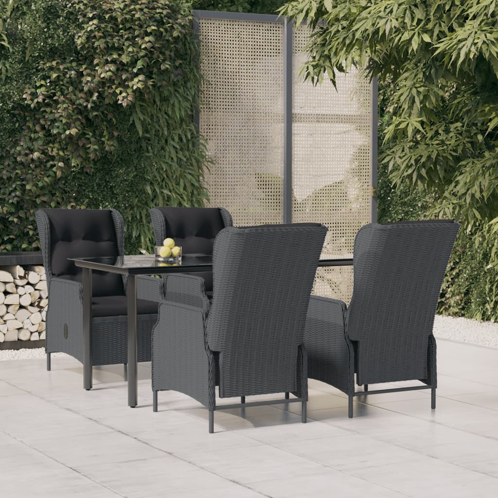 vidaXL Set mobilier de grădină, 5 piese, gri închis, poliratan vidaXL Set mobilier de grădină, 5 piese, gri închis, poliratan