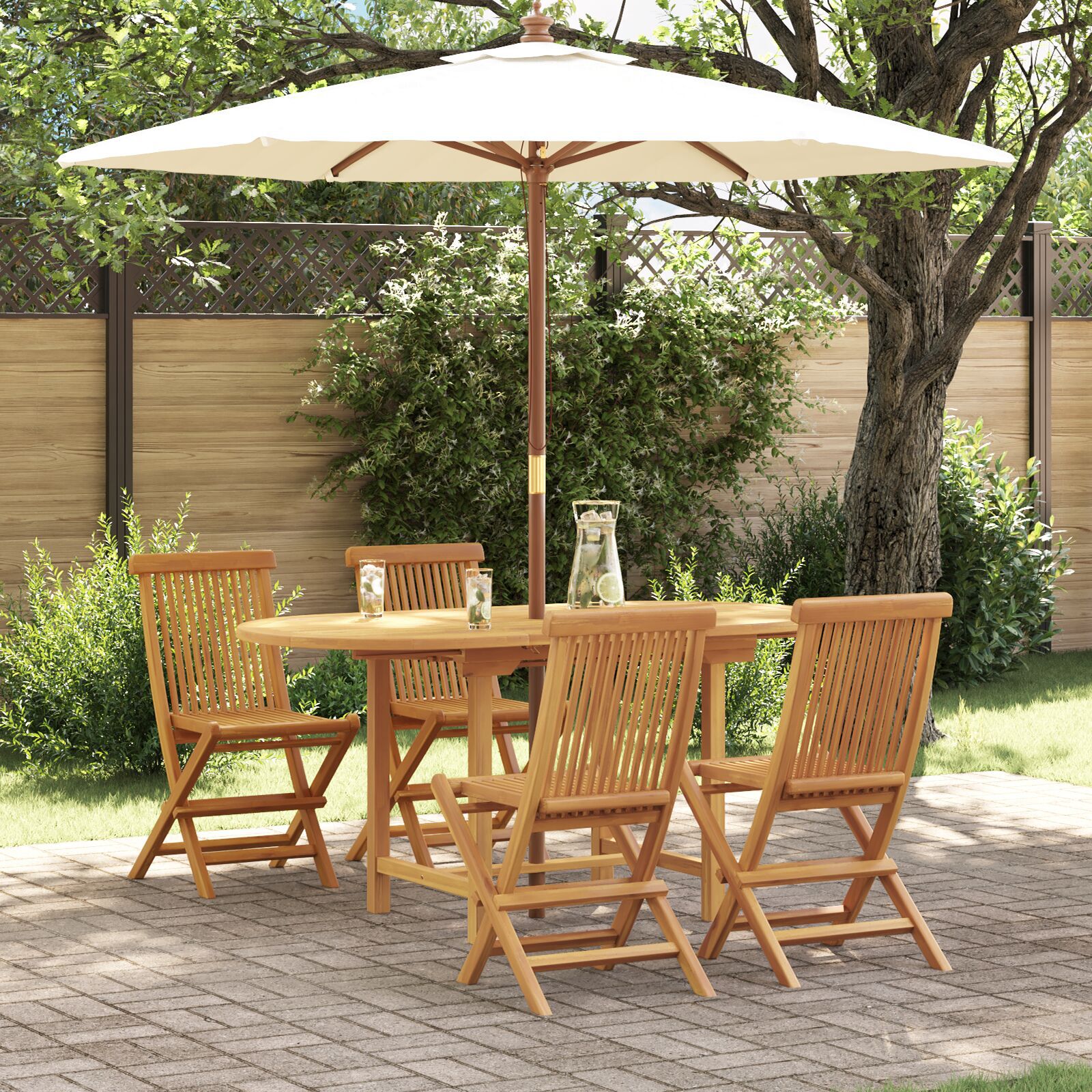 vidaXL Set de dining pentru grădină din lemn solid de tec de 7 piese vidaXL Set de dining pentru grădină din lemn solid de tec de 7 piese