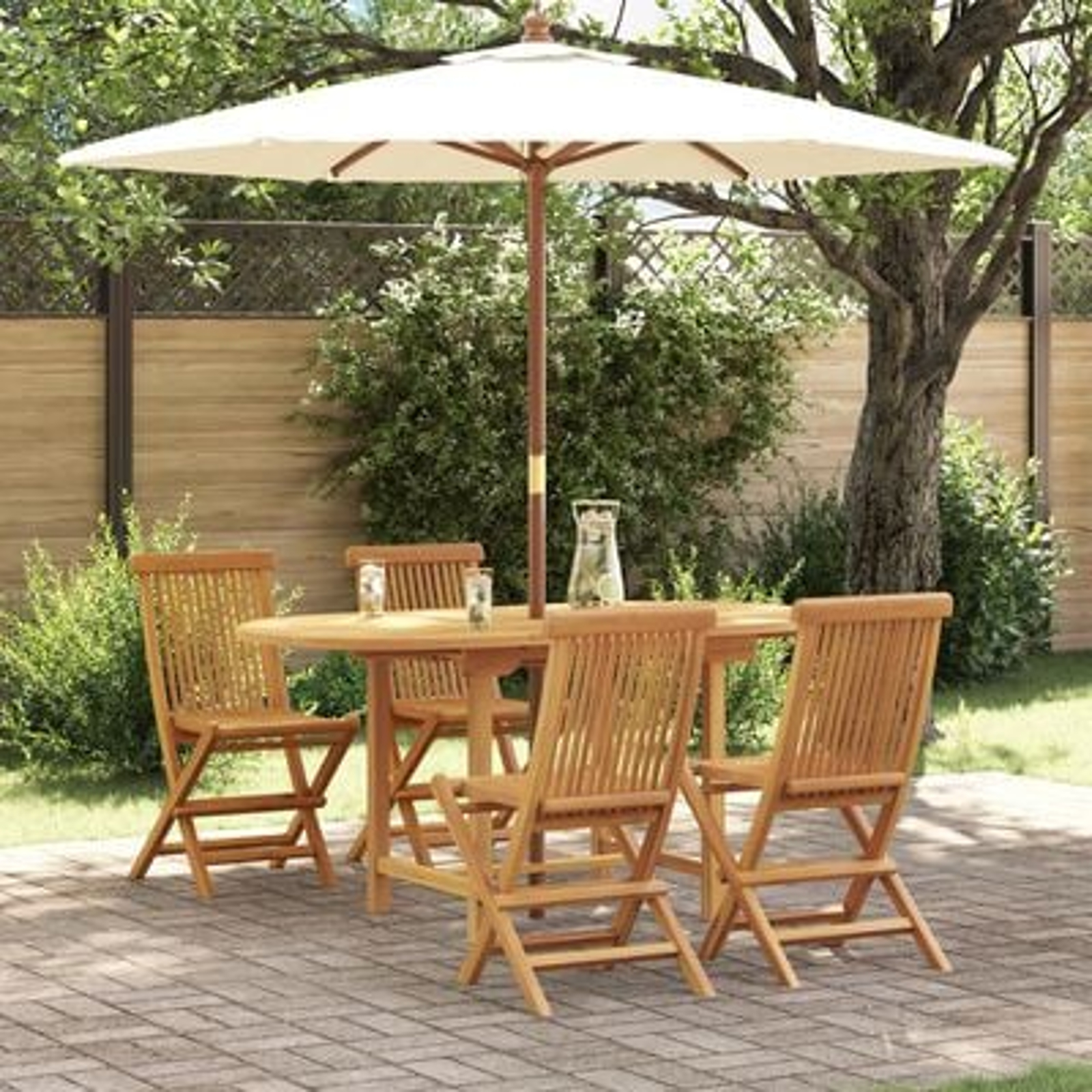 Set de dining pentru grădină vidaXL 7 piese din lemn masiv de tec Set de dining pentru grădină vidaXL 7 piese din lemn masiv de tec