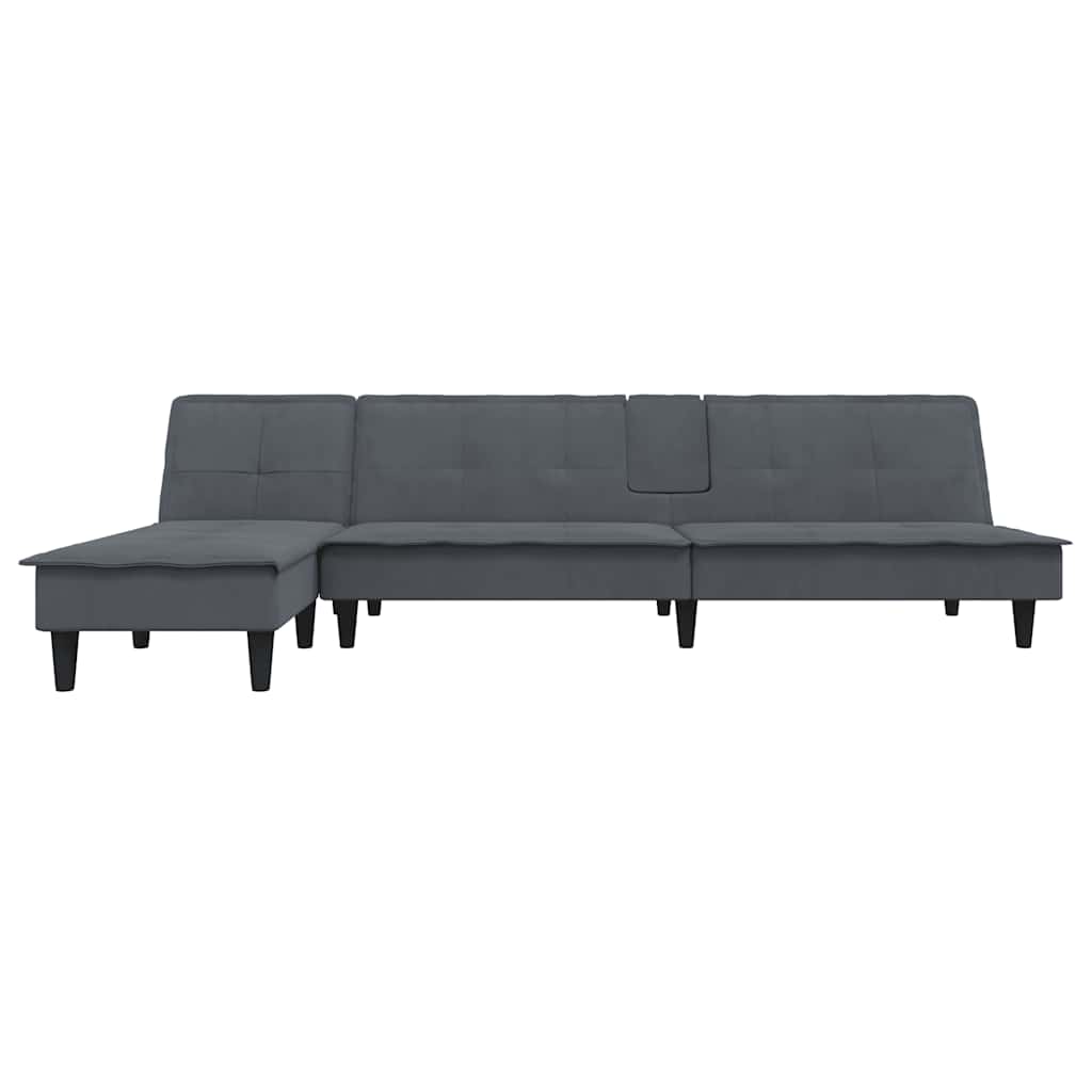 vidaXL Canapea extensibilă în formă de L gri 255x140x70 cm catifea
