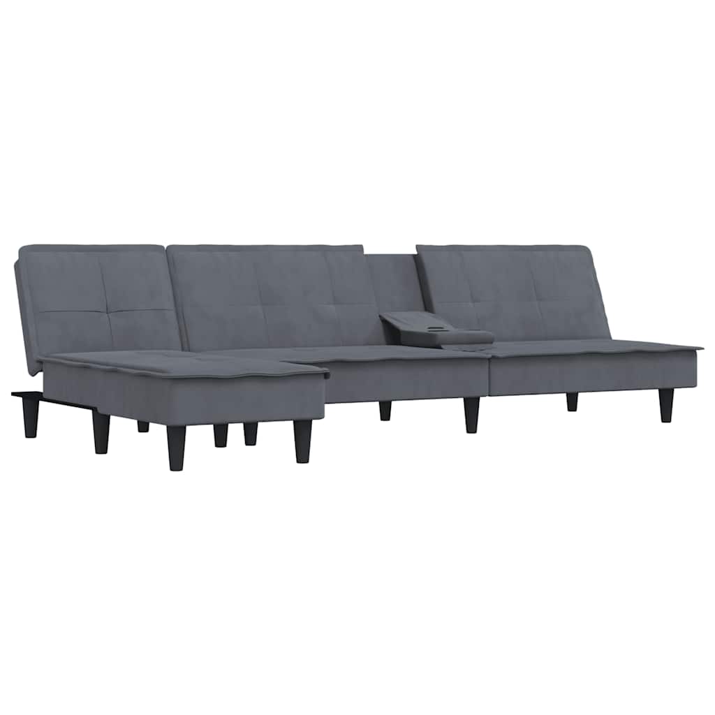 vidaXL Canapea extensibilă în formă de L gri 255x140x70 cm catifea