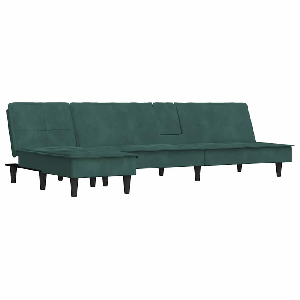 vidaXL Canapea extensibilă în formă de L verde 255x140x70 cm catifea