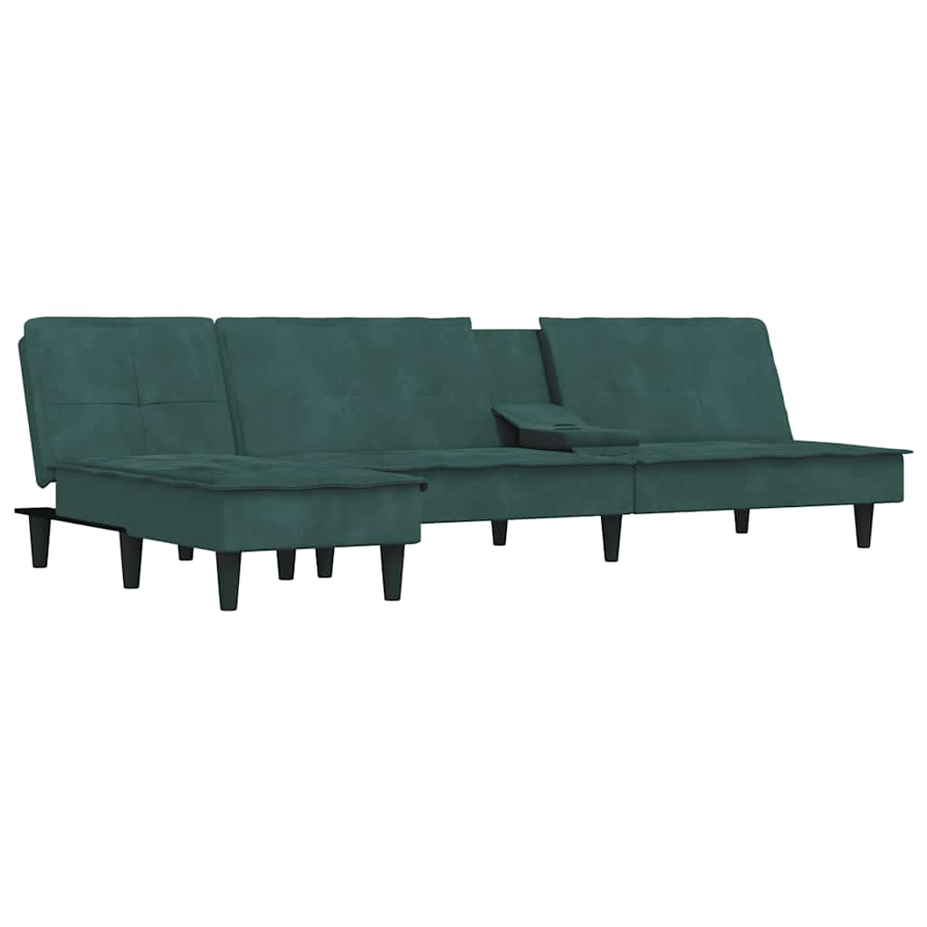 vidaXL Canapea extensibilă în formă de L verde 255x140x70 cm catifea