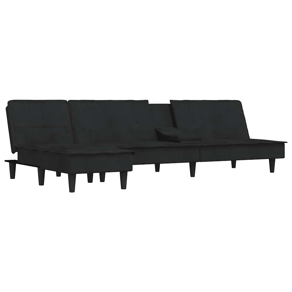 vidaXL Canapea în formă de L negru 255x140x70 cm catifea vidaXL Canapea în formă de L negru 255x140x70 cm catifea