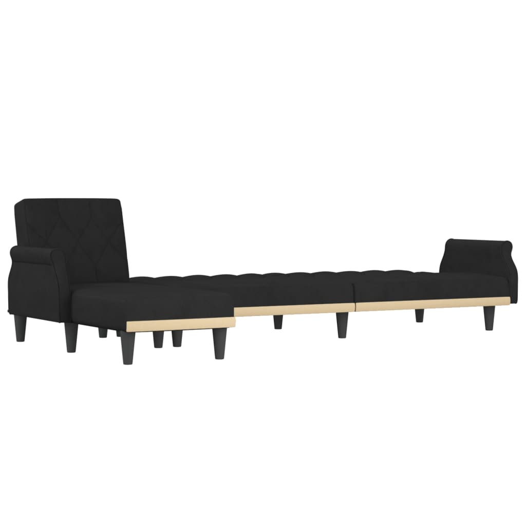 vidaXL Canapea extensibilă în formă de L negru 271x140x70 cm catifea
