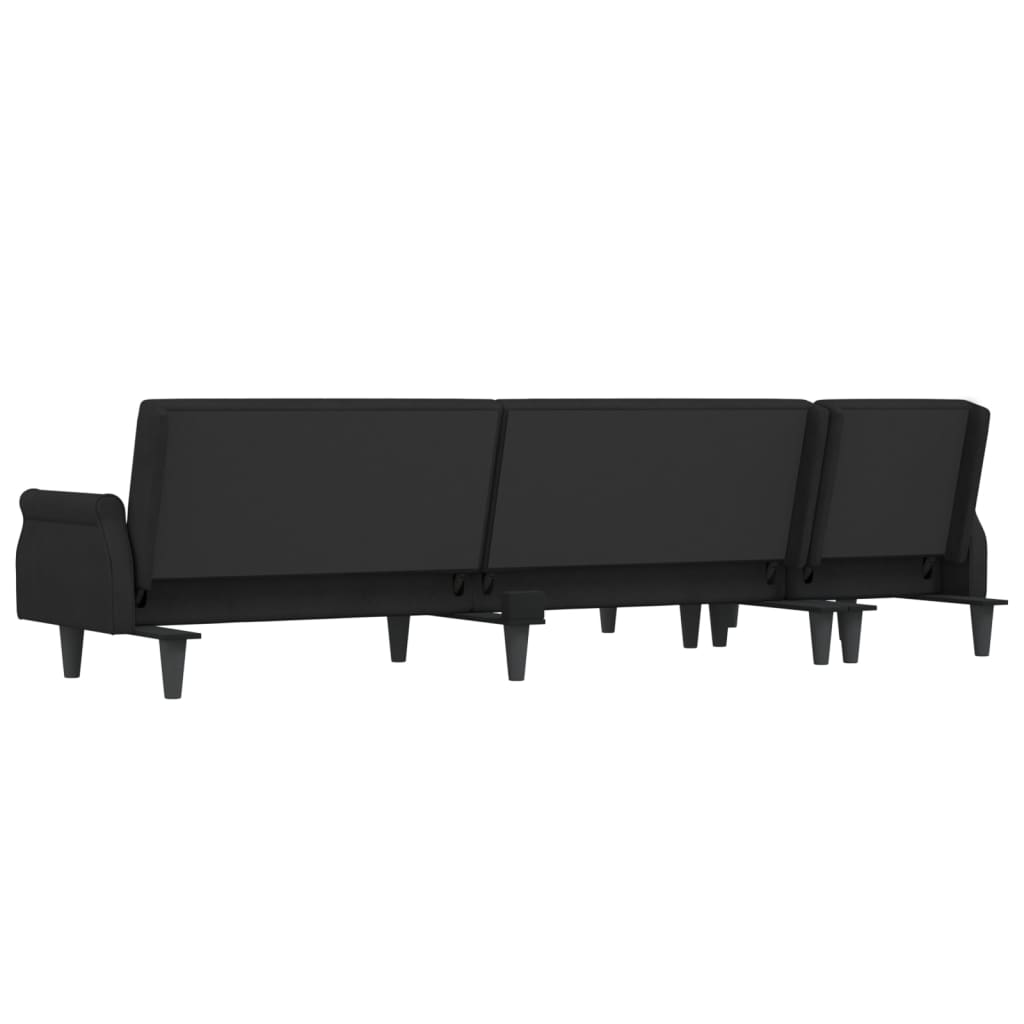 vidaXL Canapea extensibilă în formă de L negru 271x140x70 cm catifea