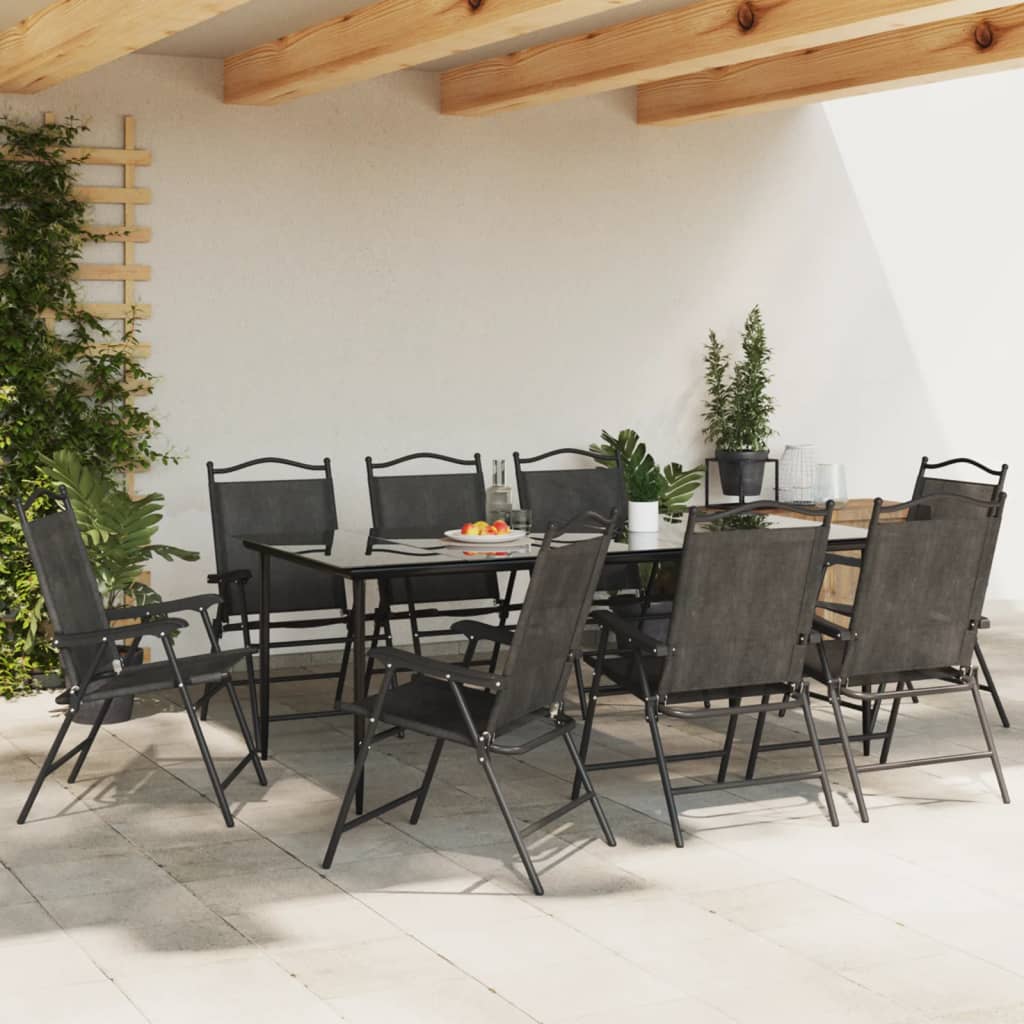 vidaXL Scaune pliante de grădină, 8 buc., gri melange, oțel/textilene vidaXL Scaune pliante de grădină, 8 buc., gri melange, oțel/textilene
