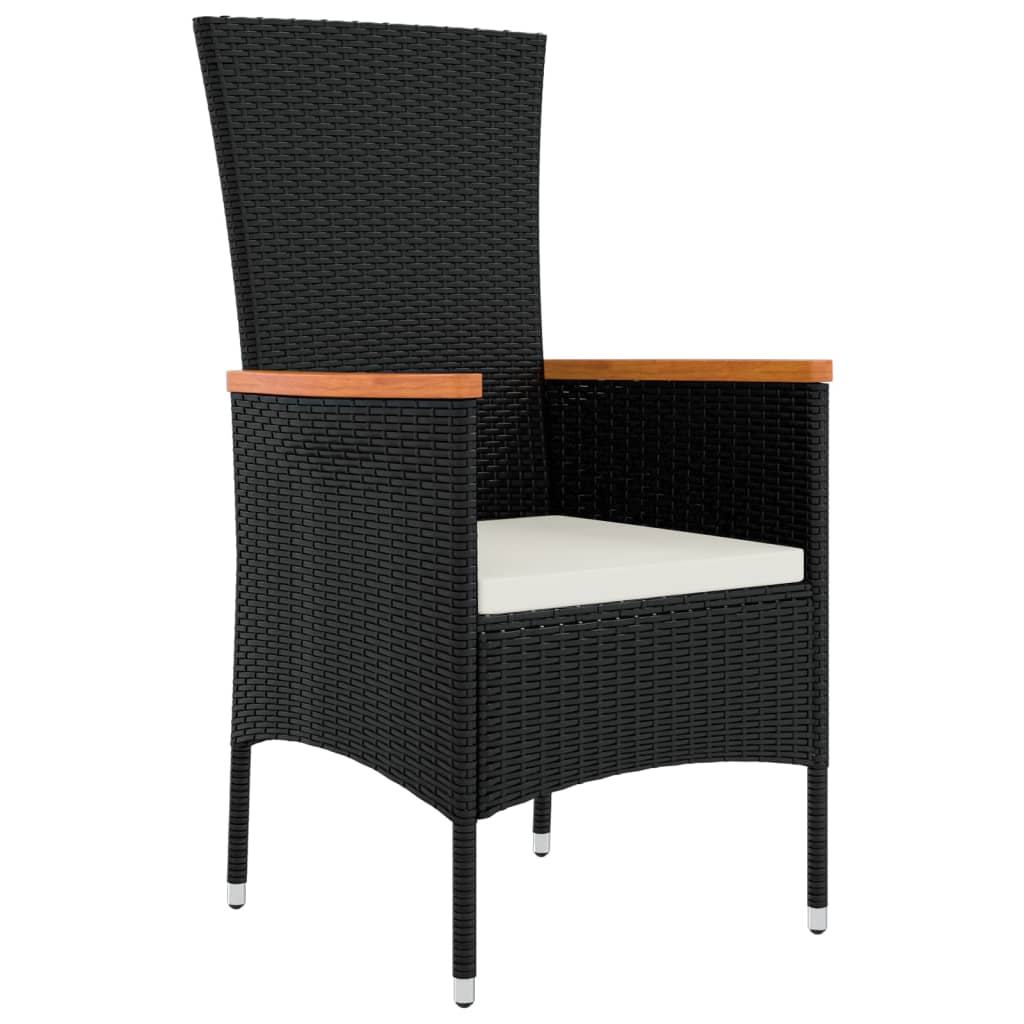 vidaXL Set mobilier de grădină cu perne, 9 piese, negru, poliratan