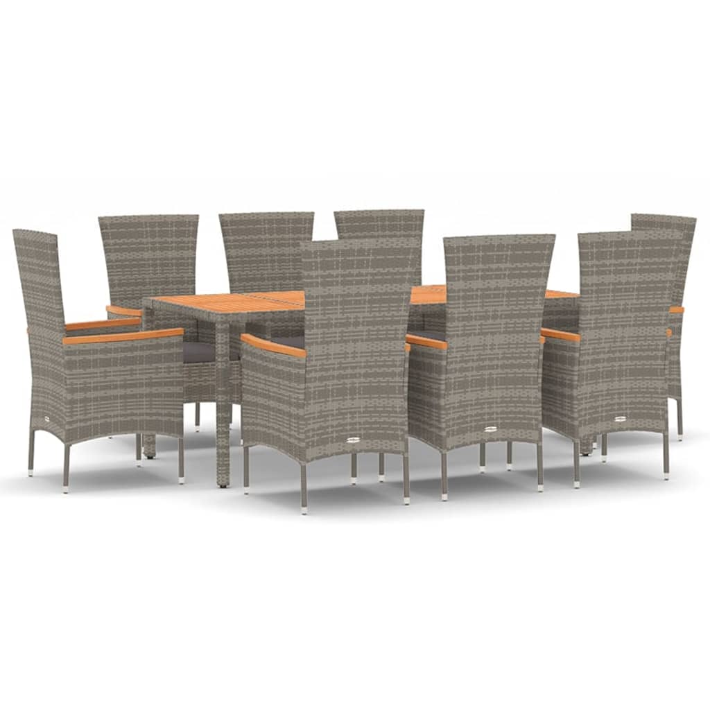 vidaXL Set mobilier grădină cu perne, 9 piese, gri, poliratan vidaXL Set mobilier grădină cu perne, 9 piese, gri, poliratan