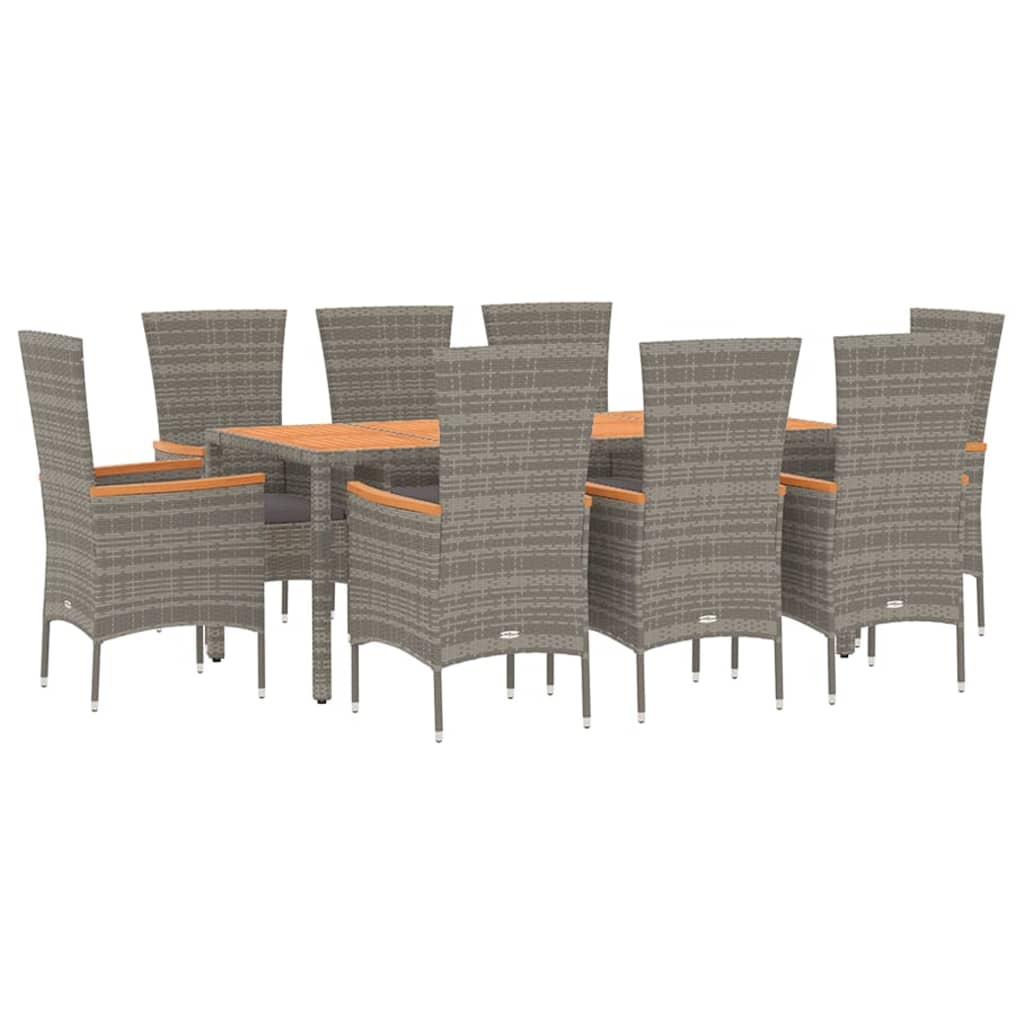 vidaXL Set mobilier grădină cu perne, 9 piese, gri, poliratan vidaXL Set mobilier grădină cu perne, 9 piese, gri, poliratan