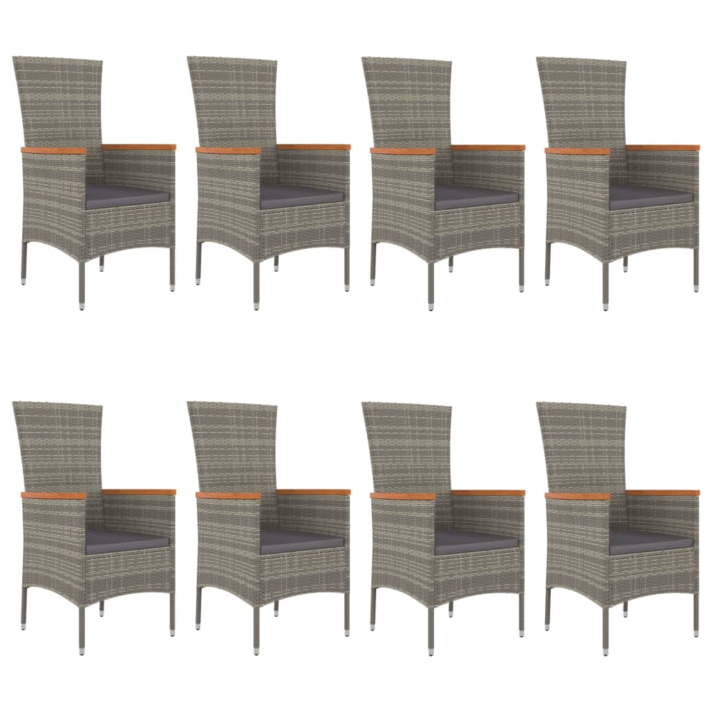 vidaXL Set mobilier grădină cu perne, 9 piese, gri, poliratan vidaXL Set mobilier grădină cu perne, 9 piese, gri, poliratan