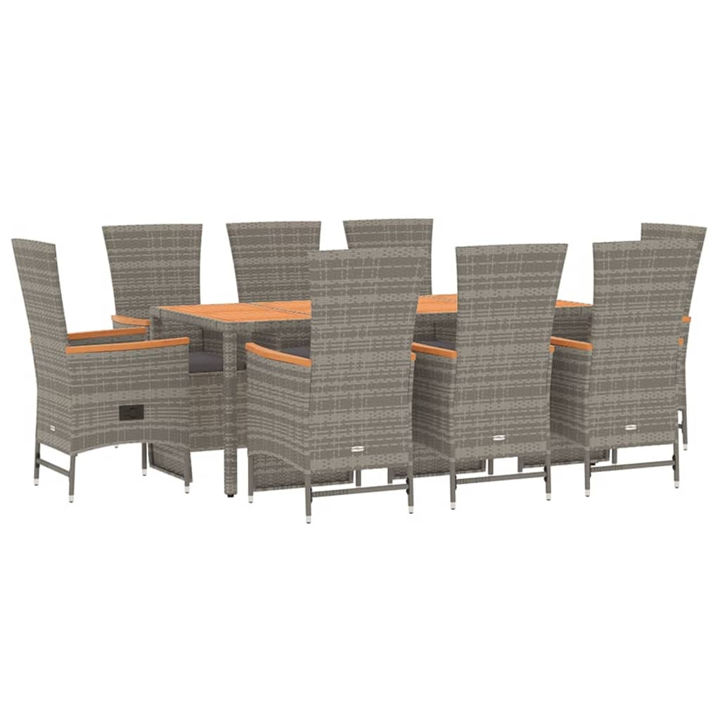 vidaXL Set mobilier grădină cu perne, 9 piese, gri, poliratan vidaXL Set mobilier grădină cu perne, 9 piese, gri, poliratan