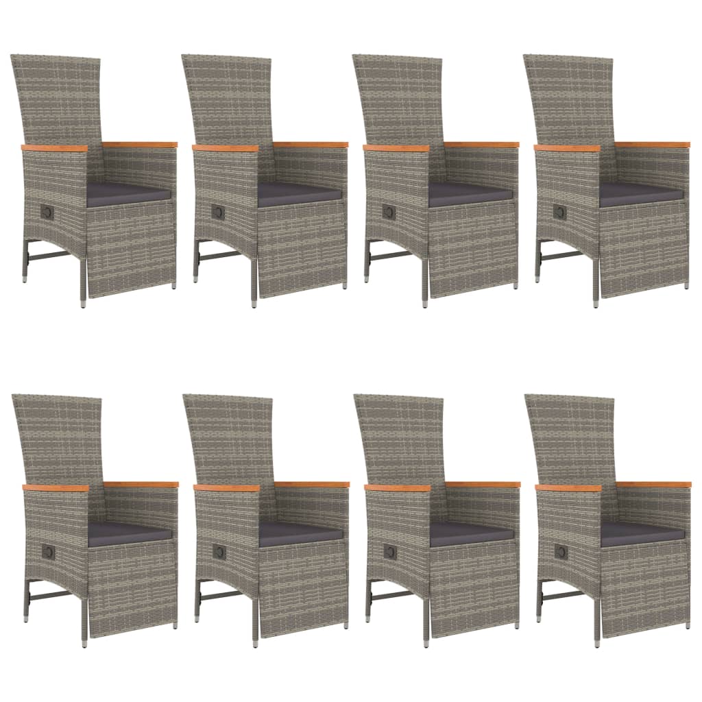 vidaXL Set mobilier grădină cu perne, 9 piese, gri, poliratan vidaXL Set mobilier grădină cu perne, 9 piese, gri, poliratan