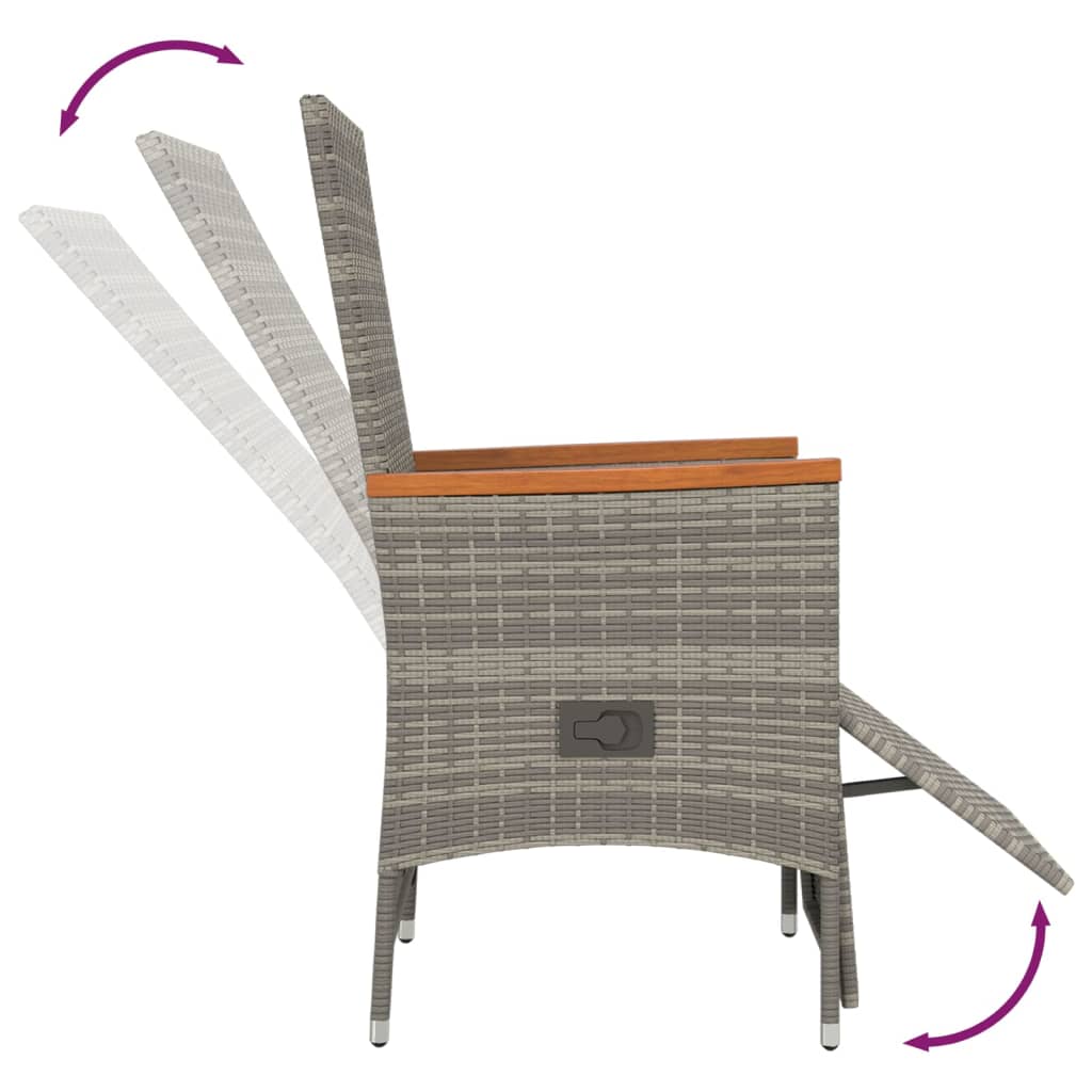 vidaXL Set mobilier grădină cu perne, 9 piese, gri, poliratan vidaXL Set mobilier grădină cu perne, 9 piese, gri, poliratan