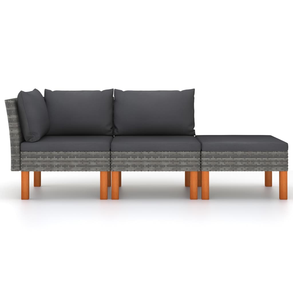 vidaXL Set mobilier grădină, 3 piese, poliratan & lemn masiv eucalipt vidaXL Set mobilier grădină, 3 piese, poliratan & lemn masiv eucalipt