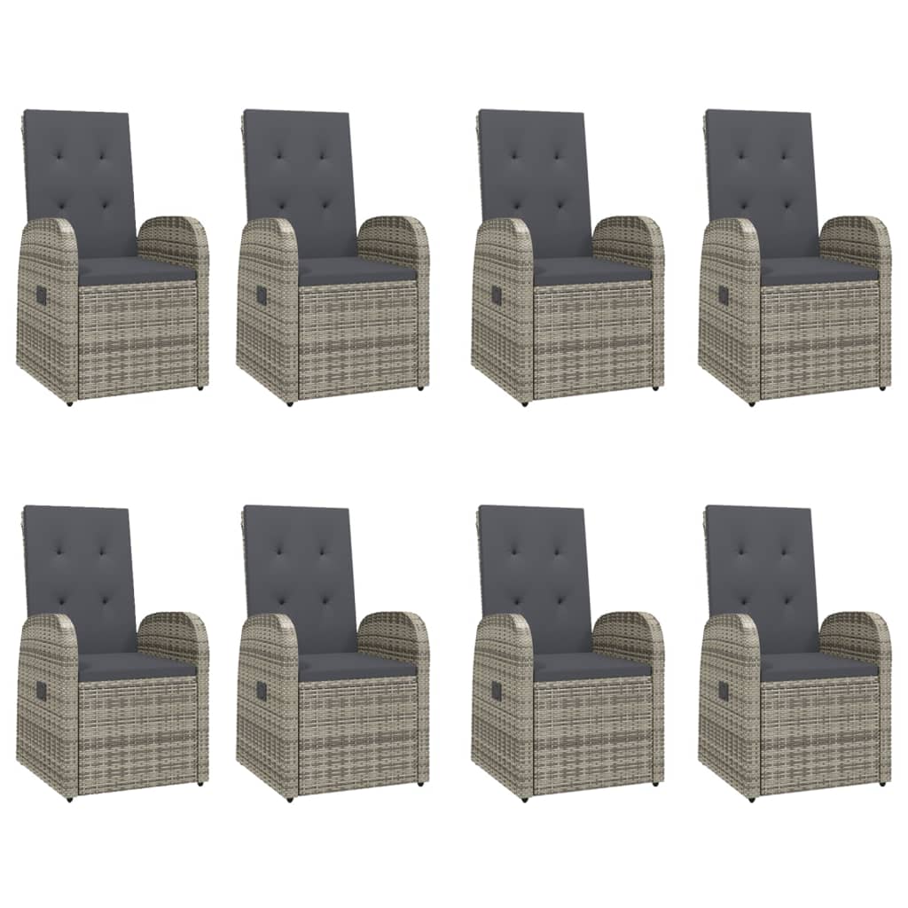 vidaXL Set mobilier grădină cu perne, 9 piese, gri, poliratan