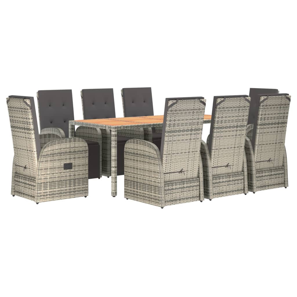 vidaXL Set mobilier grădină cu perne, 9 piese, gri, poliratan vidaXL Set mobilier grădină cu perne, 9 piese, gri, poliratan