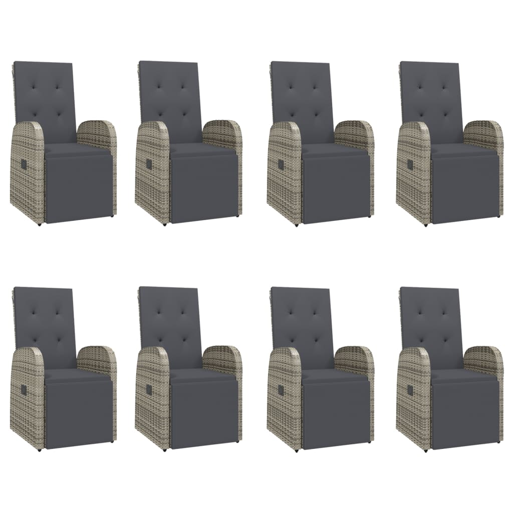 vidaXL Set mobilier grădină cu perne, 9 piese, gri, poliratan vidaXL Set mobilier grădină cu perne, 9 piese, gri, poliratan