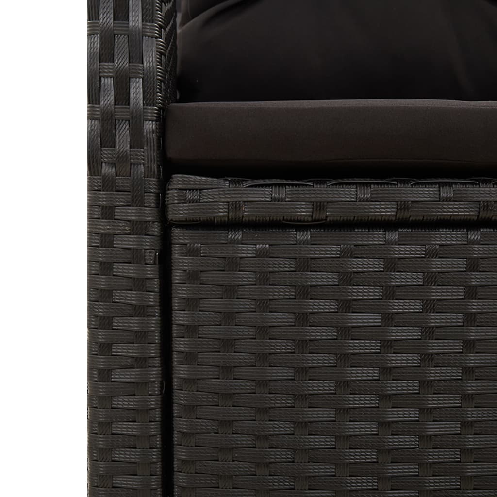 vidaXL Set mobilier de grădină cu perne, 9 piese, negru, poliratan