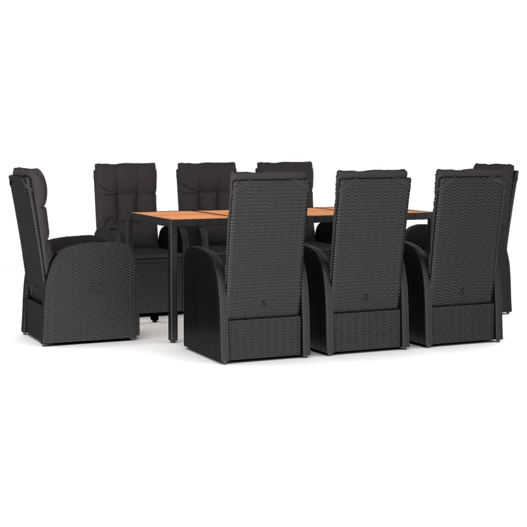 vidaXL Set mobilier de grădină cu perne, 9 piese, negru, poliratan vidaXL Set mobilier de grădină cu perne, 9 piese, negru, poliratan
