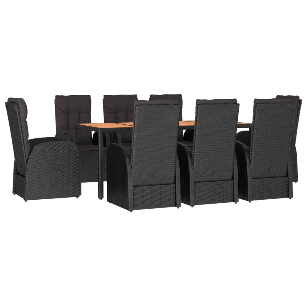 vidaXL Set mobilier de grădină cu perne, 9 piese, negru, poliratan vidaXL Set mobilier de grădină cu perne, 9 piese, negru, poliratan