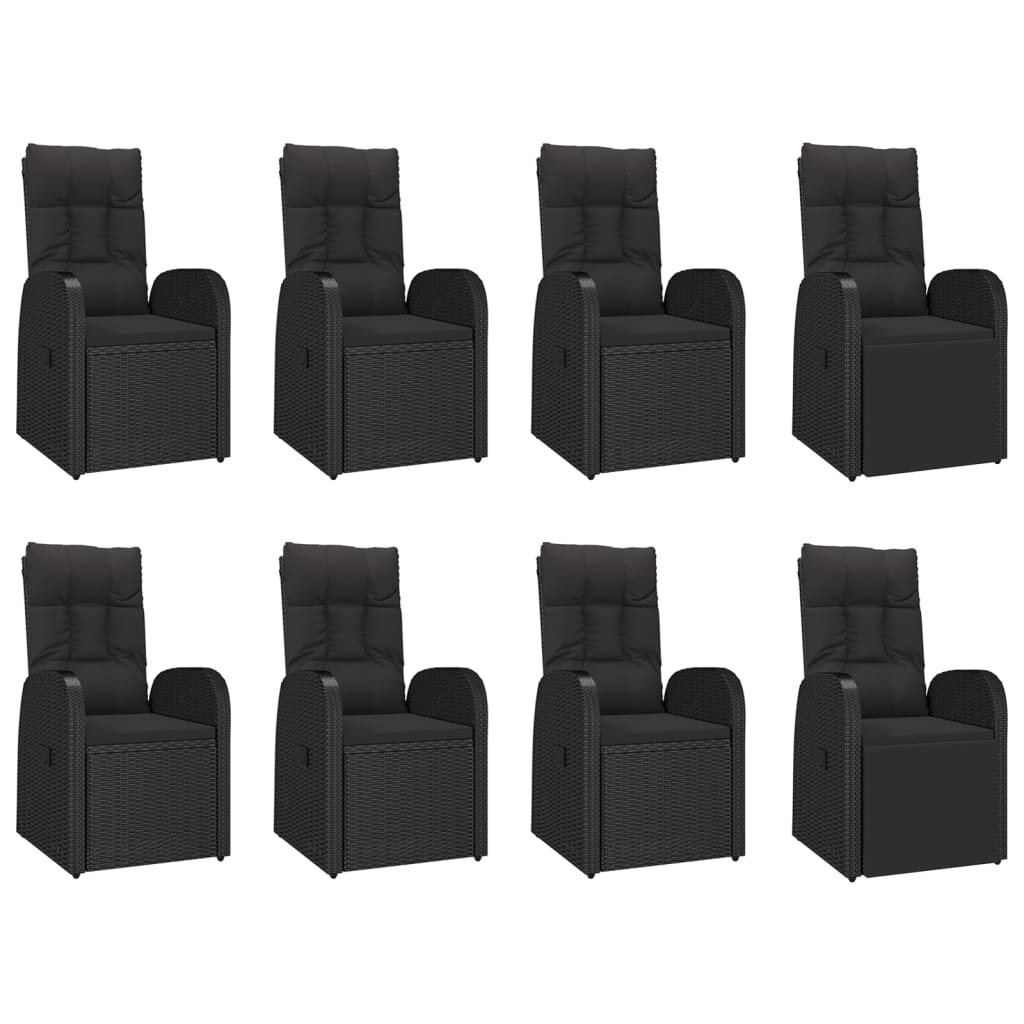 vidaXL Set mobilier de grădină cu perne, 9 piese, negru, poliratan vidaXL Set mobilier de grădină cu perne, 9 piese, negru, poliratan