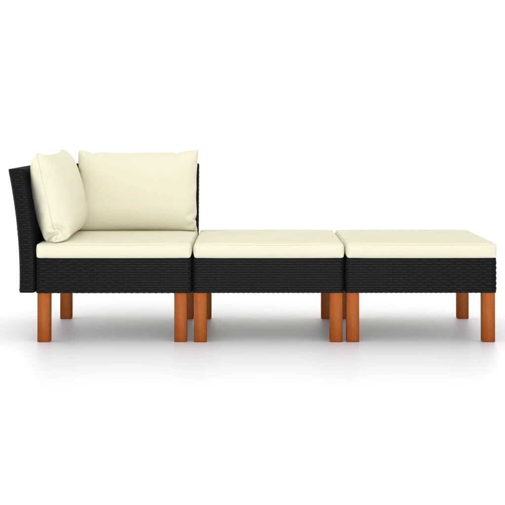 vidaXL Set mobilier grădină, 3 piese, poliratan & lemn masiv eucalipt vidaXL Set mobilier grădină, 3 piese, poliratan & lemn masiv eucalipt