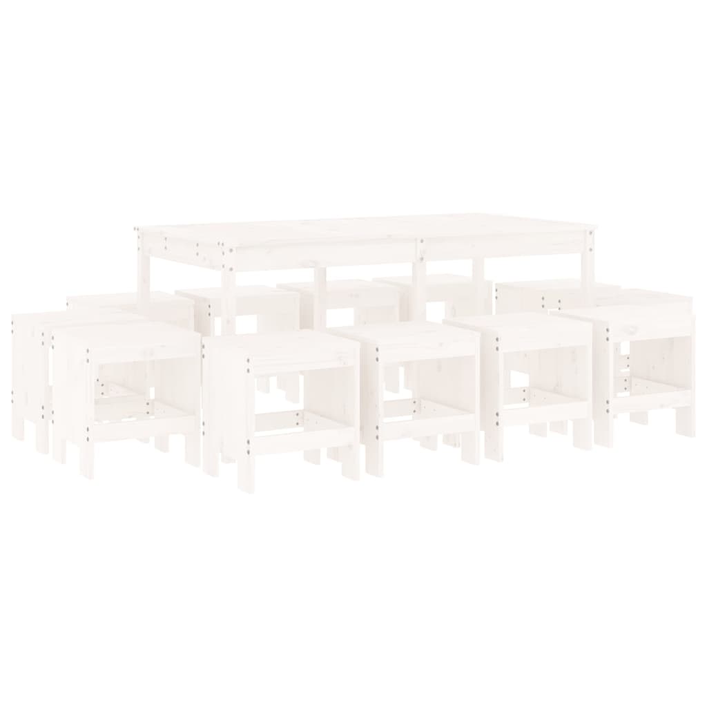 vidaXL Set mobilier de grădină, 13 piese, alb, lemn masiv de pin vidaXL Set mobilier de grădină, 13 piese, alb, lemn masiv de pin